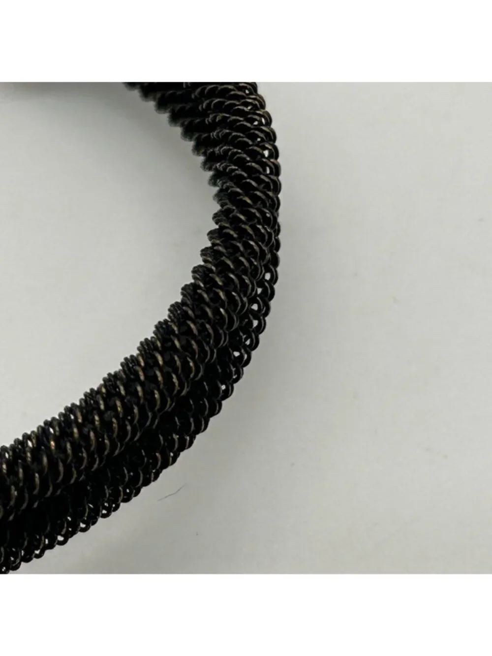 Black Mesh Love Knot Cuff Bracelet Blackened Wire Wrap Infinity Open Bangle